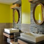 Floating Vanities on slate backdrop